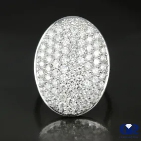 Women's Large Oval Shaped Diamond Cocktail Ring & Right Hand Ring In 14K White Gold