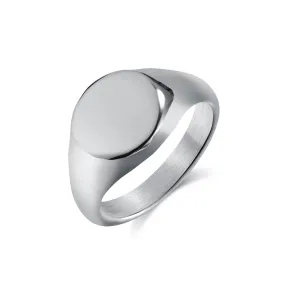 Women’s Titanium Stainless Steel Oval Signet Ring – Polished Finish, Durable and Hypoallergenic, Minimalist Statement Jewelry