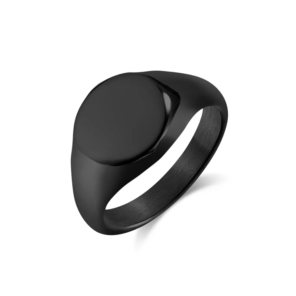 Women’s Titanium Stainless Steel Oval Signet Ring – Polished Finish, Durable and Hypoallergenic, Minimalist Statement Jewelry