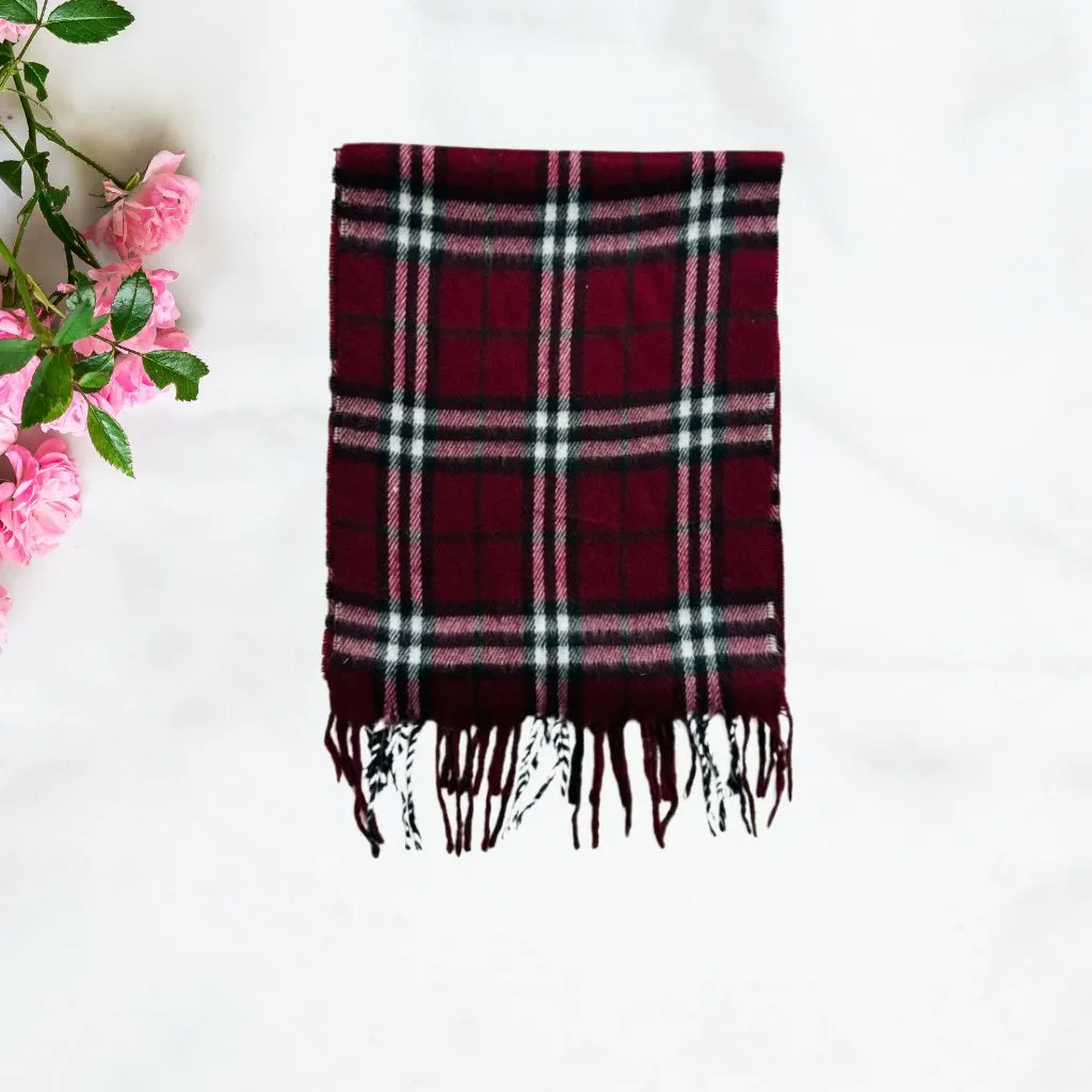 Wool Scarf Elixir Check Maroon ( Made in Italy )