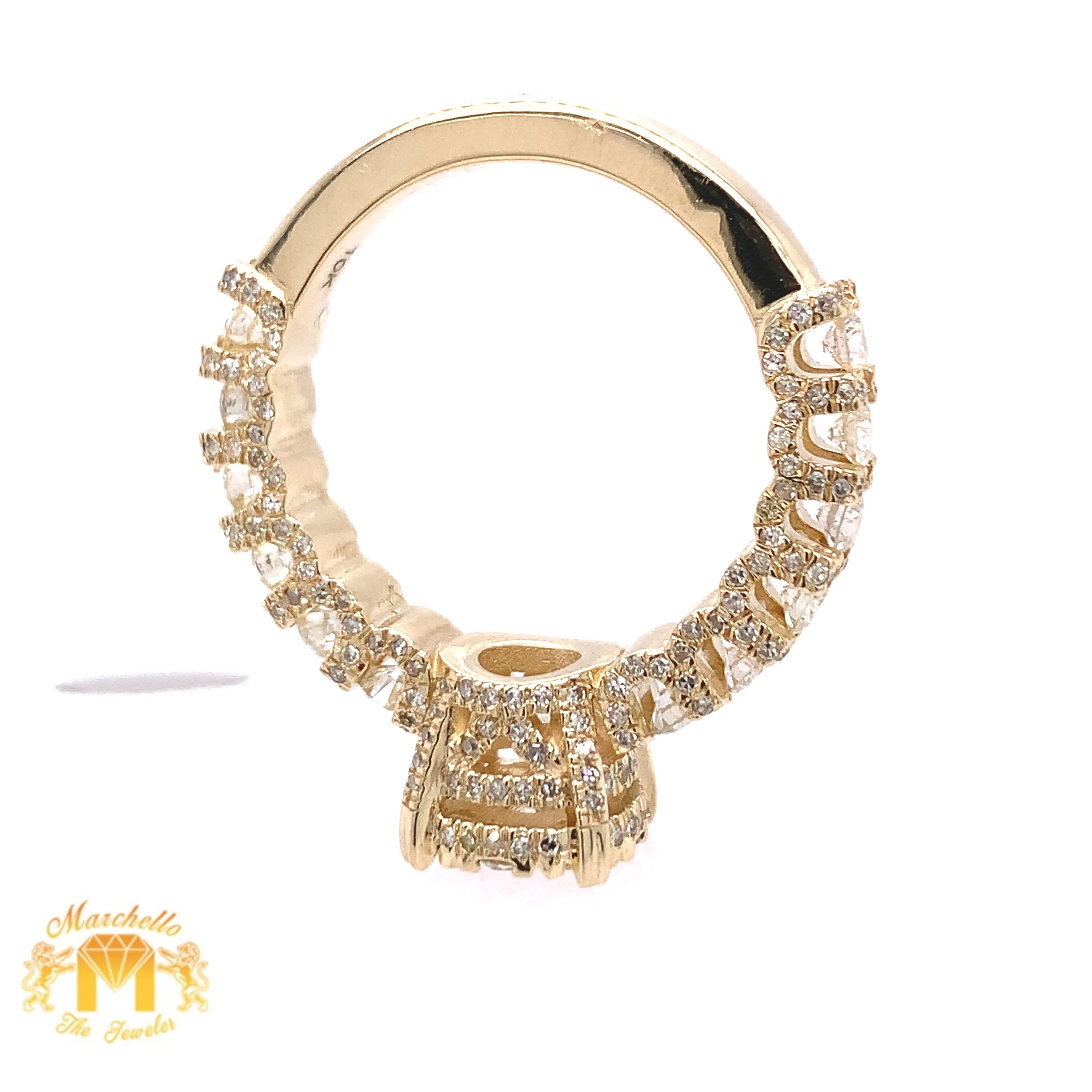 Yellow Gold and Diamond Ladies' Cluster Ring (Side Diamonds)